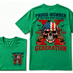 Gen X Proud Member Generation X 1965-1980 EST.Year American Flag Skull Halloween Pumpkin Print T-shirt, Patriotic Retro Gen X Graphic Tee
