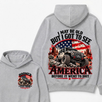 I May Be Old But I Got To See America Before It Went To Shit Boomer EST.Year Offroad Jeep American Flag Double Sided Hoodie