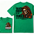 Black Sheep Of My Family Halloween Skull Hooded T-Shirt, Be Not Conformed To This World Romans 12:2 Christian EST.Year Pumpkin Bat Print Graphic Tee