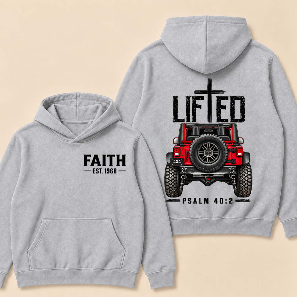 Lifted Faith 4x4 Jeep Hoodie | Custom Est Year Christian Off-Road Hoodie