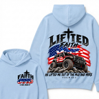 Lifted Faith Jeep He Lifted Me Out Of The Mud And Mire Psalm 40:2 EST.Year American Flag Offroad Double Sided Print Hoodie