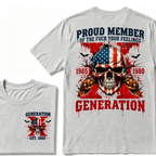 Gen X Proud Member Generation X 1965-1980 EST.Year American Flag Skull Halloween Pumpkin Print T-shirt, Patriotic Retro Gen X Graphic Tee