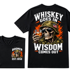 Boomer EST Custom Year | Whiskey Goes In Wisdom Comes Out Tee