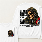 Black Sheep Of My Family Romans 12:2 Bible Verse Skull Hooded EST.Year Sweatshirts