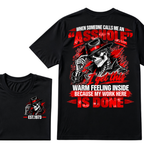 When Someone Calls Me Stubborn I Get This Warm Feeling Inside Because My Work Here Is Done EST.Year Fedora Skeleton Double Sided Print T-Shirt