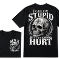 Gen X EST.Year Skull Compass I Can Fix Stupid But It's Gonna Hurt Vintage Graphic T-Shirt