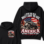 I May Be Old But I Got To See America Before It Went To Shit Boomer EST.Year Offroad Jeep American Flag Double Sided Hoodie