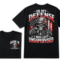 Gen X EST.Year In My Defense I Was Left Unsupervised Soldier Skull American Flag Graphic T-Shirt