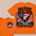 Rise With Faith My Strength Comes From Above Isaiah 40:31 Faith Over Fear EST.Year American Eagle Flag Double Sided Print T-Shirt