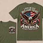 I May Be Old But I Got To See America Before It Went To Shit Boomer Custom EST Year Bald Eagle American Flag Double Sided T-Shirt