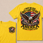 I May Be Old But I Got To See America Before It Went To Shit Boomer Custom EST Year Bald Eagle American Flag Double Sided T-Shirt