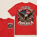 I May Be Old But I Got To See America Before It Went To Shit Boomer Custom EST Year Bald Eagle American Flag Double Sided T-Shirt