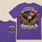 I May Be Old But I Got To See America Before It Went To Shit Boomer Custom EST Year Bald Eagle American Flag Double Sided T-Shirt