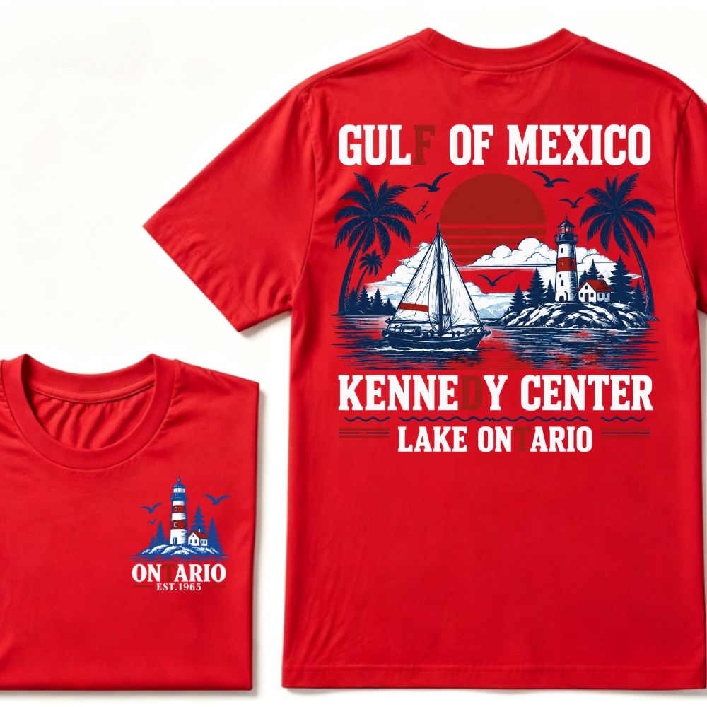 Gulf Of Mexico Kennedy Center Lake Ontario EAT.Year Retro Lighthouse Sailboat Graphic T-Shirt