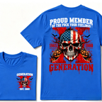 Gen X Proud Member Generation X 1965-1980 EST.Year American Flag Skull Halloween Pumpkin Print T-shirt, Patriotic Retro Gen X Graphic Tee