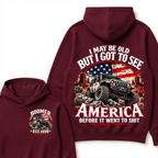I May Be Old But I Got To See America Before It Went To Shit Boomer EST.Year Offroad Jeep American Flag Double Sided Hoodie