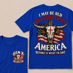 Gen X EST.Year I May Be Old But I Got To See America Vintage Western Patriotic Tee
