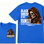 Black Sheep Of My Family Halloween Skull Hooded T-Shirt, Be Not Conformed To This World Romans 12:2 Christian EST.Year Pumpkin Bat Print Graphic Tee