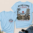 My Give A Damn Is Broken Too Old To Care Club V-Neck T-Shirt
