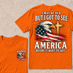 Boomer EST.Year I May Be Old But I Got To See America Vintage Eagle USA Flag T-Shirt