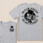 Black Sheep Of My Family Vintage Top Hat Skeleton Skull EST.Year T-Shirt, Gothic Family Quote Graphic Tee