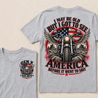Gen X EST.Year Winged Motorcycle T-Shirt | I May Be Old But I Got To See America Before It Went To Shit