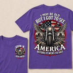 Gen X EST.Year Winged Motorcycle T-Shirt | I May Be Old But I Got To See America Before It Went To Shit