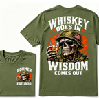 Boomer EST Custom Year | Whiskey Goes In Wisdom Comes Out Tee