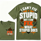 I Can't Fix Stupid But I Can Fix What Stupid Does Halloween Pumpkin EST.Year Vintage T-Shirt