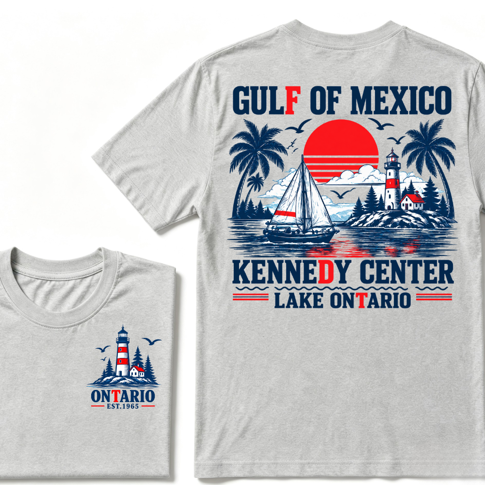Gulf Of Mexico Kennedy Center Lake Ontario EAT.Year Retro Lighthouse Sailboat Graphic T-Shirt