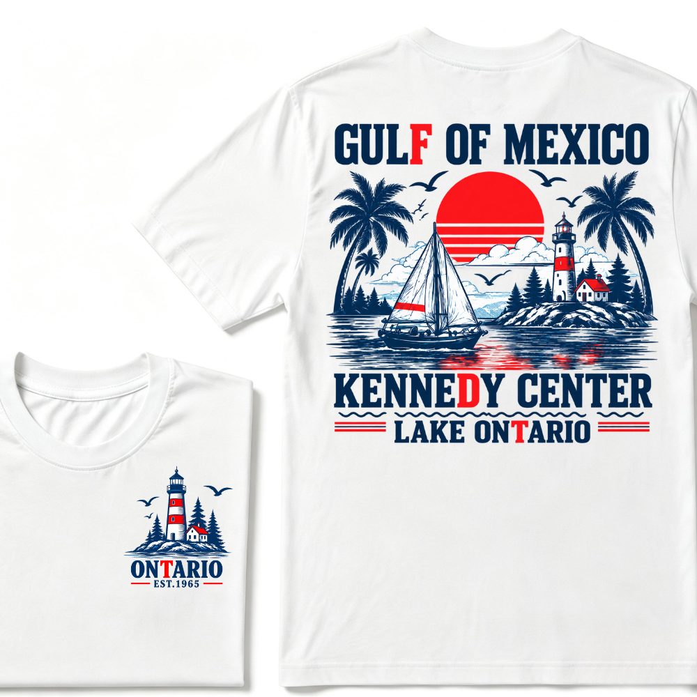 Gulf Of Mexico Kennedy Center Lake Ontario EAT.Year Retro Lighthouse Sailboat Graphic T-Shirt