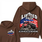 Lifted Faith Jeep He Lifted Me Out Of The Mud And Mire Psalm 40:2 EST.Year American Flag Offroad Double Sided Print Hoodie