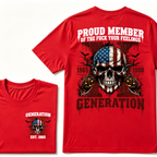 Gen X Proud Member Generation X 1965-1980 EST.Year American Flag Skull Halloween Pumpkin Print T-shirt, Patriotic Retro Gen X Graphic Tee