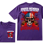 Gen X Proud Member Generation X 1965-1980 EST.Year American Flag Skull Halloween Pumpkin Print T-shirt, Patriotic Retro Gen X Graphic Tee