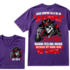 WHEN SOMEONE CALLS ME AN “ASSHOLE” I Get This Warm Feeling Inside EST.Year Fedora Skeleton Print T‑Shirt