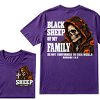 Black Sheep Of My Family Halloween Skull Hooded T-Shirt, Be Not Conformed To This World Romans 12:2 Christian EST.Year Pumpkin Bat Print Graphic Tee