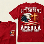 Boomer EST.Year I May Be Old But I Got To See America Vintage Eagle USA Flag T-Shirt