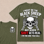 I Might Be The Black Sheep Of The Family Skull Skeleton Hands EST.Year T-Shirt, Funny Family Quote Graphic Tee