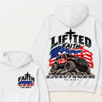 Lifted Faith Jeep He Lifted Me Out Of The Mud And Mire Psalm 40:2 EST.Year American Flag Offroad Double Sided Print Hoodie