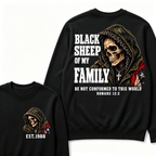 Black Sheep Of My Family Romans 12:2 Bible Verse Skull Hooded EST.Year Sweatshirts
