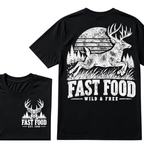 Fast Food Wild & Free Deer Hunting T-Shirt EST.Year Vintage Buck Hunter Forest Graphic Tee