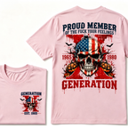 Gen X Proud Member Generation X 1965-1980 EST.Year American Flag Skull Halloween Pumpkin Print T-shirt, Patriotic Retro Gen X Graphic Tee