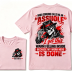 When Someone Calls Me Stubborn I Get This Warm Feeling Inside Because My Work Here Is Done EST.Year Fedora Skeleton Double Sided Print T-Shirt