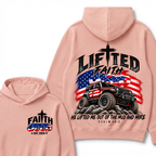 Lifted Faith Jeep He Lifted Me Out Of The Mud And Mire Psalm 40:2 EST.Year American Flag Offroad Double Sided Print Hoodie