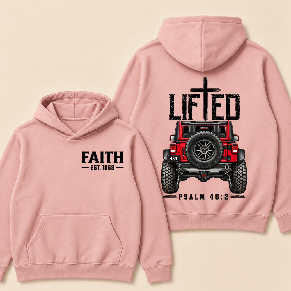 Lifted Faith 4x4 Jeep Hoodie | Custom Est Year Christian Off-Road Hoodie