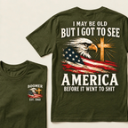 Boomer EST.Year I May Be Old But I Got To See America Vintage Eagle USA Flag T-Shirt