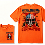 Gen X Proud Member Generation X 1965-1980 EST.Year American Flag Skull Halloween Pumpkin Print T-shirt, Patriotic Retro Gen X Graphic Tee