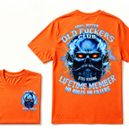 100% Bitter Old Fuckers Club Still Kicking Lifetime Member No Rules No Filters EST.Year Blue Lightning Beard Skull Double Sided Print T-Shirt