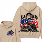 Lifted Faith Jeep He Lifted Me Out Of The Mud And Mire Psalm 40:2 EST.Year American Flag Offroad Double Sided Print Hoodie