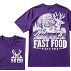 Fast Food Wild & Free Deer Hunting T-Shirt EST.Year Vintage Buck Hunter Forest Graphic Tee